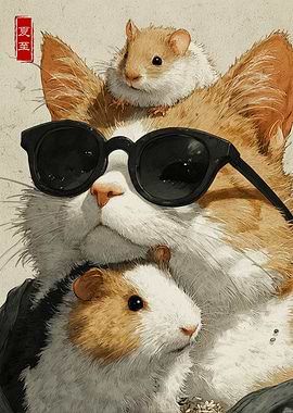 Cool Cat with Rodent Friends