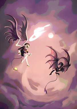 Angelic and Demonic Figures in Space