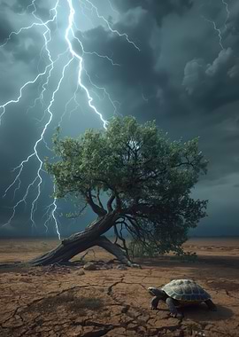 Turtle In Lightning Storm