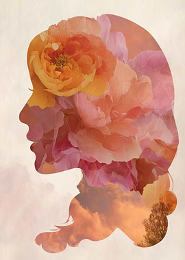 Floral Silhouette Portrait