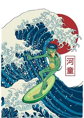 Kappa Surfing the Great Wave