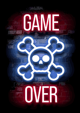 Game Over Neon Skull