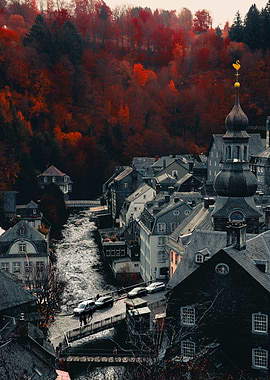 Monschau surrounded by red