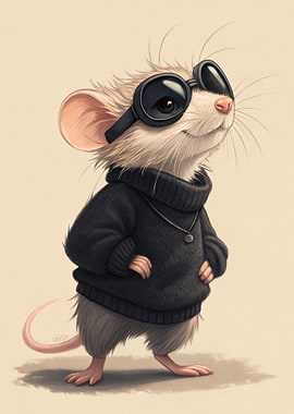 Stylish Mouse with Sunglasses and Sweater