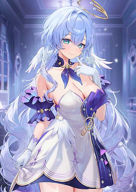 Angel Girl with Blue Hair