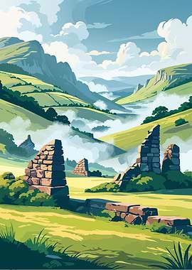 Ruins in a Green Valley