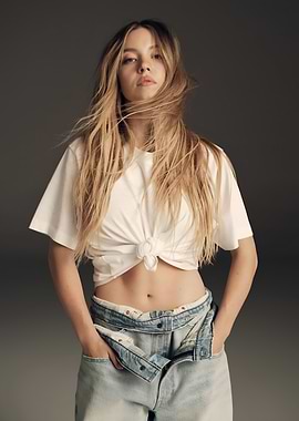 Sydney Sweeney in White Tee and Jeans