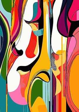 Abstract Face Colorful Art