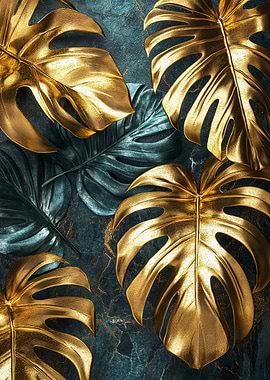 Golden Monstera Leaves