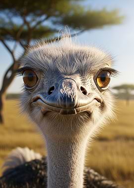 Close-up of an Ostrich Face