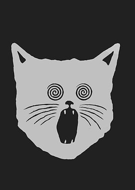 Hypnotized Cat Face Illustration