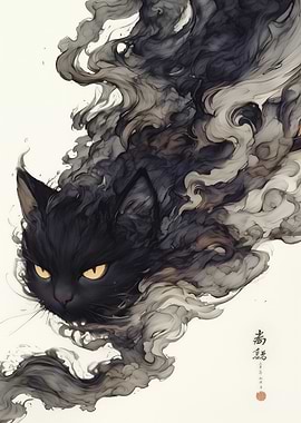 Black Cat with Smoke