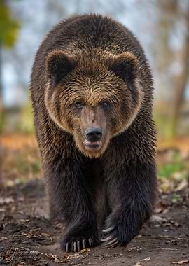 Brown Bear Walking Towards Camera