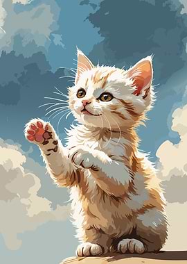 Cute Kitten Reaching Upward