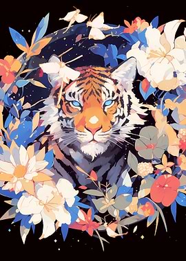 Floral Tiger Portrait