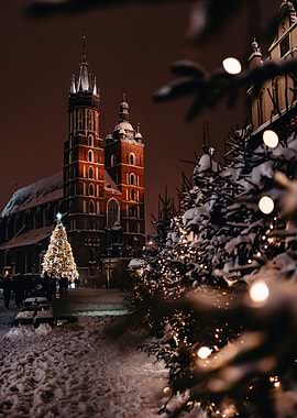 Krakow Christmas Market at Night