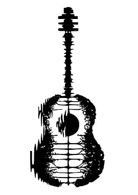 Abstract Black and White Guitar
