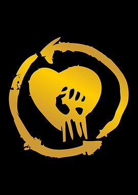 Golden Heart Paw Print Circle Arrow