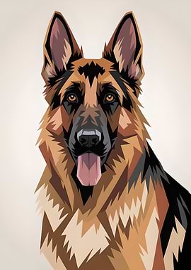 Geometric German Shepherd Portrait