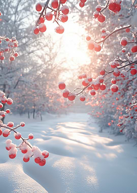 Winter Berries in Snow
