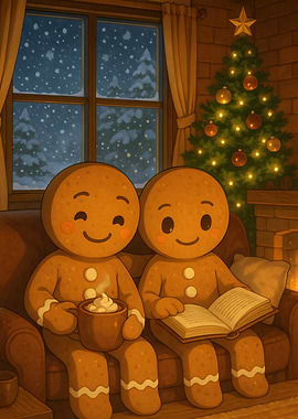 Cozy Christmas Gingerbread Couple
