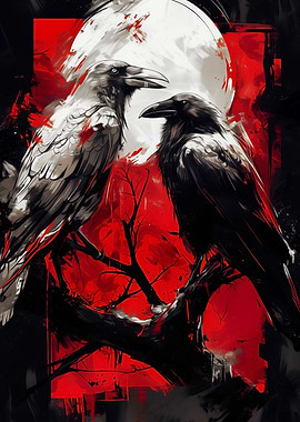 Two Ravens Under the Moon