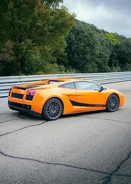 Orange Lamborghini on a Racetrack