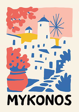 Mykonos Travel Poster