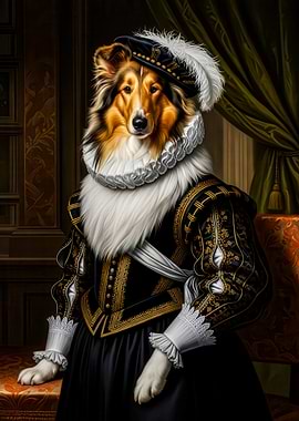 Dog Portrait in Renaissance Attire