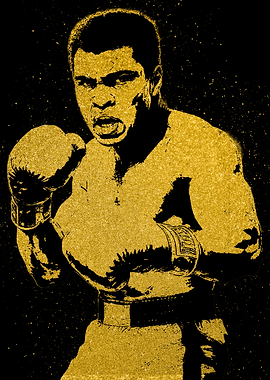 Muhammad Ali Gold and Black Portrait