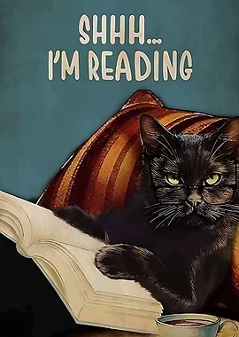Reading Cat Art