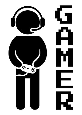 Gamer Silhouette Poster – Minimalist Gaming Wall Art