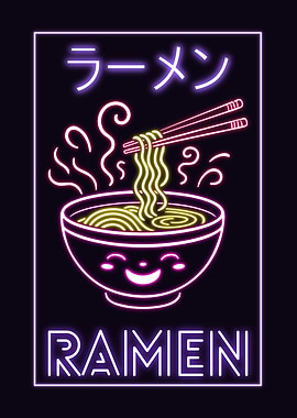 Neon Ramen Bowl Illustration