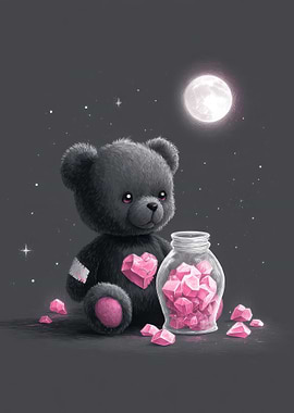 Teddy Bear with Pink Diamond Heart