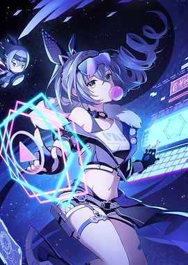 Girl with Bubblegum and Neon