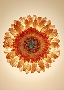 Orange Gerbera Daisy with Water Droplets