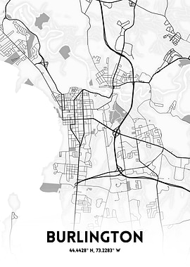 Burlington City Map - Minimalist Design