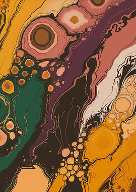 Abstract Earthy Tones Paint Pour Swirls
