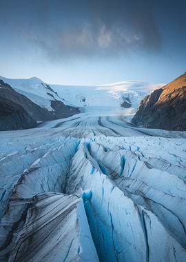 Glacier Landscape with Mountains and Sky