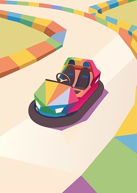 Colorful Bumper Car Illustration