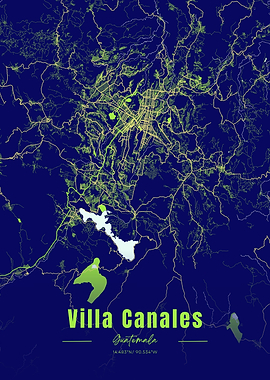 Villa Canales, Guatemala Map Art