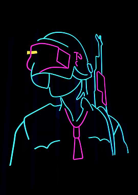 Neon Soldier with Gun