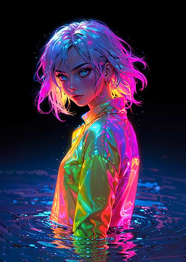 Neon Girl in Water