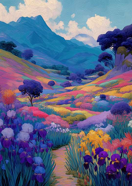 Colorful Floral Landscape Painting