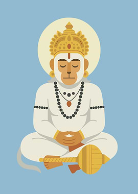 Hanuman meditating illustration