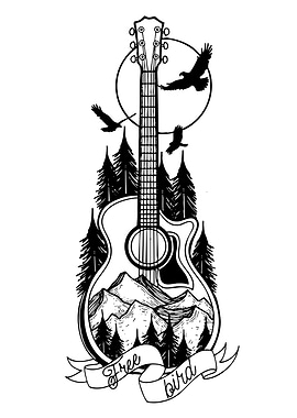 Guitar with Nature and Birds