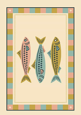 Three Stylized Fish Illustration