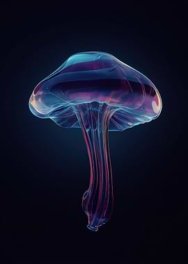 Glowing Mushroom on Dark Background