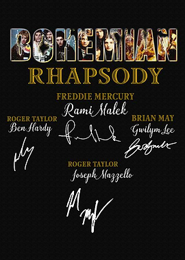 Bohemian Rhapsody Movie Poster with Signatures