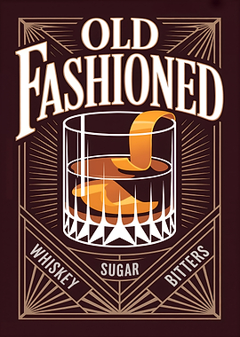Old Fashioned Cocktail Illustration
